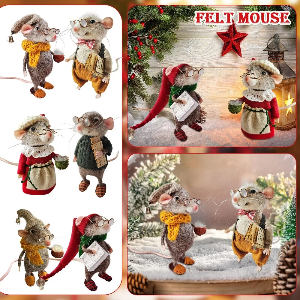 Mouse Doll Christmas Needle Felted Mouse Needle Felted Christmas Ornaments Cute Needle Felted Mouse Craft Decorations
