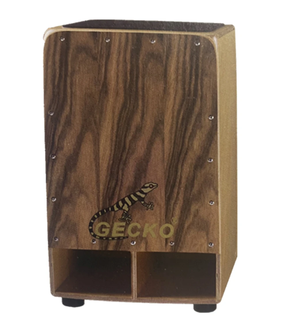 GECKO CD01 Cajon Drum Wholesale Double Sound Holes Woofer Beat Box Zingana Wood Playing Birch Body Jumbo Bass Cajon Box Drum