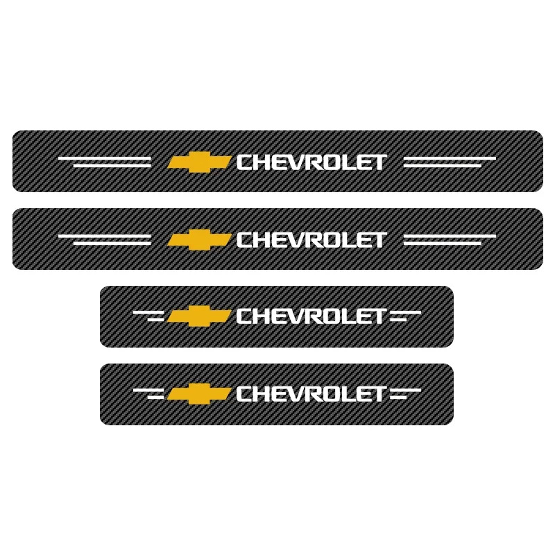 4Pcs Car Door Threshold Carbon Fiber Scuff Plate Sticker Badge Accessories For Chevrolet Cruze Aveo Captiva Lacetti Car Styling