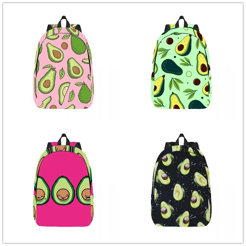 

Green Avocado Print Backpack Casual Lightweight Laptop Backpack Men Women Travel Bag Outdoor Canvas Daypack