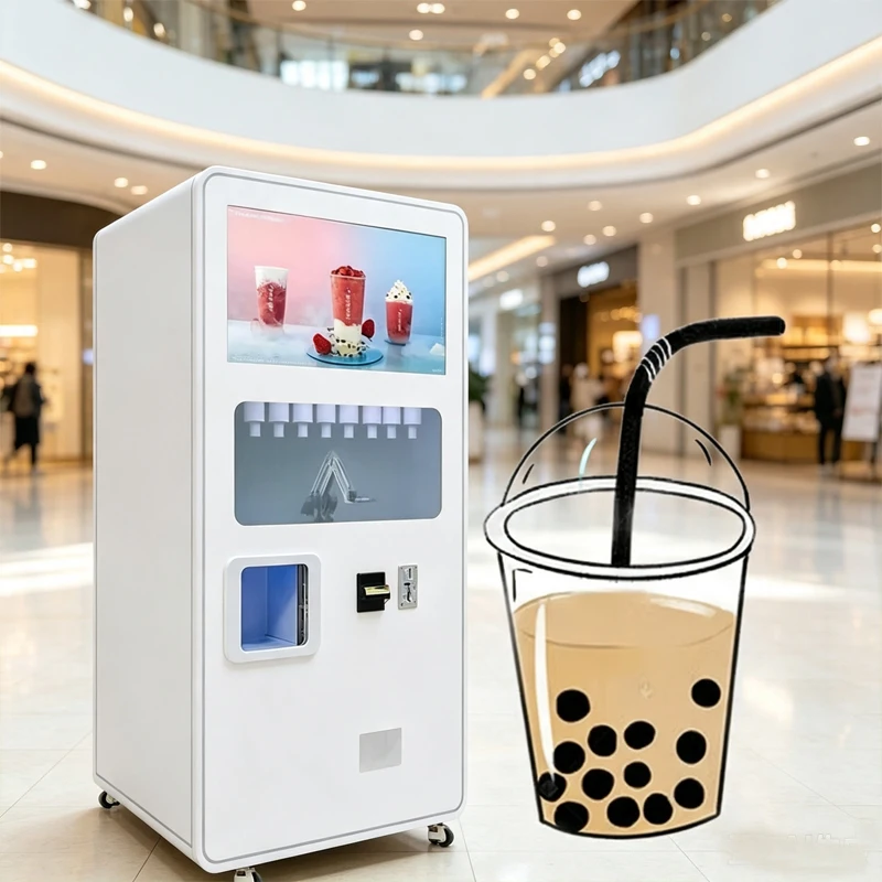 Intelligent Milk Tea Vending Machine Fully Automatic Boba Tea Dispenser Touch Screen Self Service Drink Equipment