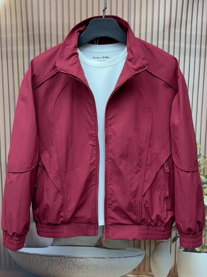 

Новая мужская демисезонная куртка с воротником-стойкой, повседневная, модная, универсальная, в деловом стиле, на молнии, с длинным рукавом