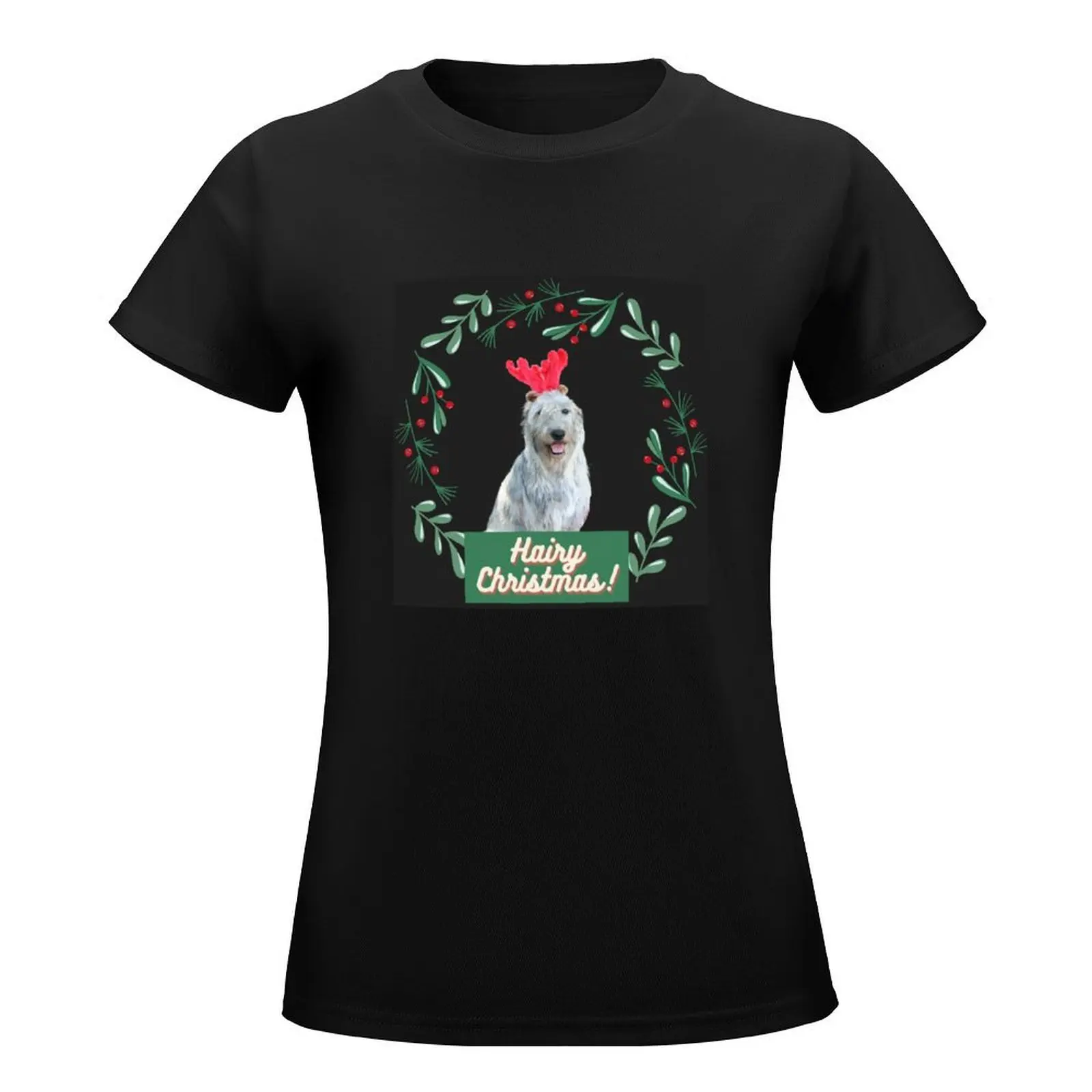 Irish Wolfhound Merry Christmas - Hairy Christmas! T-Shirt animal print shirt for girls summer tops oversized tshirts for Women