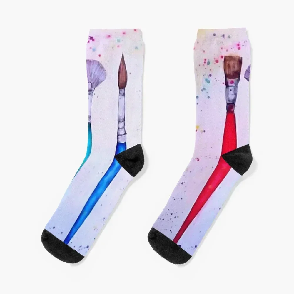 

Paint brushes illustration with inks Socks hiphop Antiskid soccer Novelties Men's Socks Luxury Women's