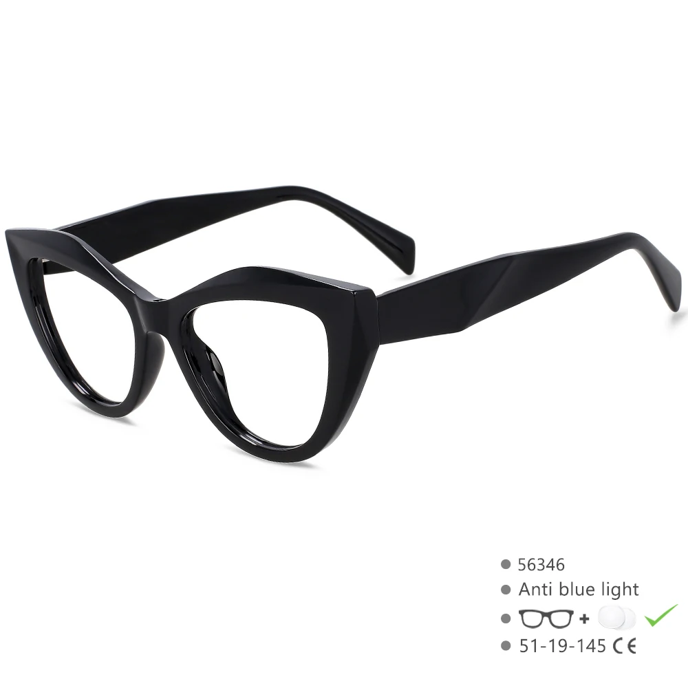 Trendige Blaulichtfilter-Computerbrille für Damen TR90 Leoparden-Brillengestell Damen Übergroße Brillengestelle Katzenaugen-Design 56346