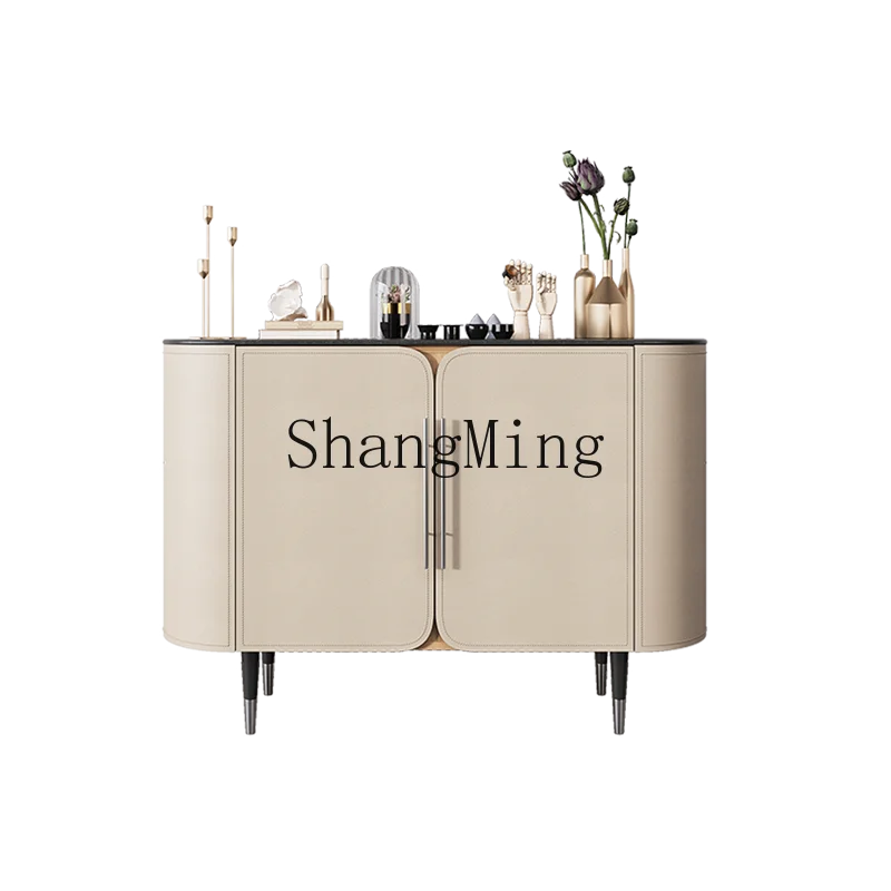 

CL Light Luxury Entryway Cabinet Saddle Leather Sideboard Living Room Decor Storage Home Entrance Shoe Cabinet