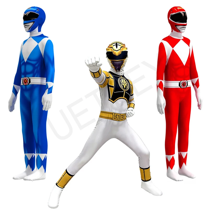 Tyranno Ranger White Ranger Cosplay-Kostüm für Halloween, Comic-Con-Party, Superhelden-Platinum-Morpher, schmal geschnittener Overall, Geschenk