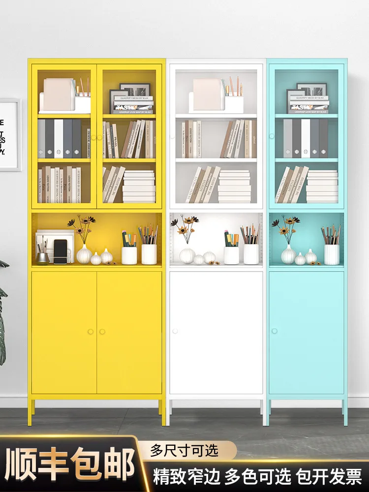 Office File Cabinet Iron Material Bookcase Iron Art Household Balcony Living Room Bedroom Seam Storage Cabinet