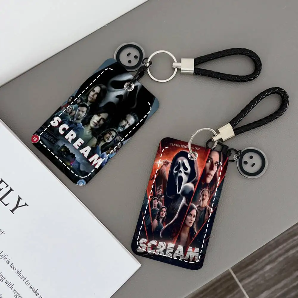 

Classic Horror Thriller Movie Screams Card Holde Applicable To Credit Cards Bus Card Rectangular Keychain Protective Cover