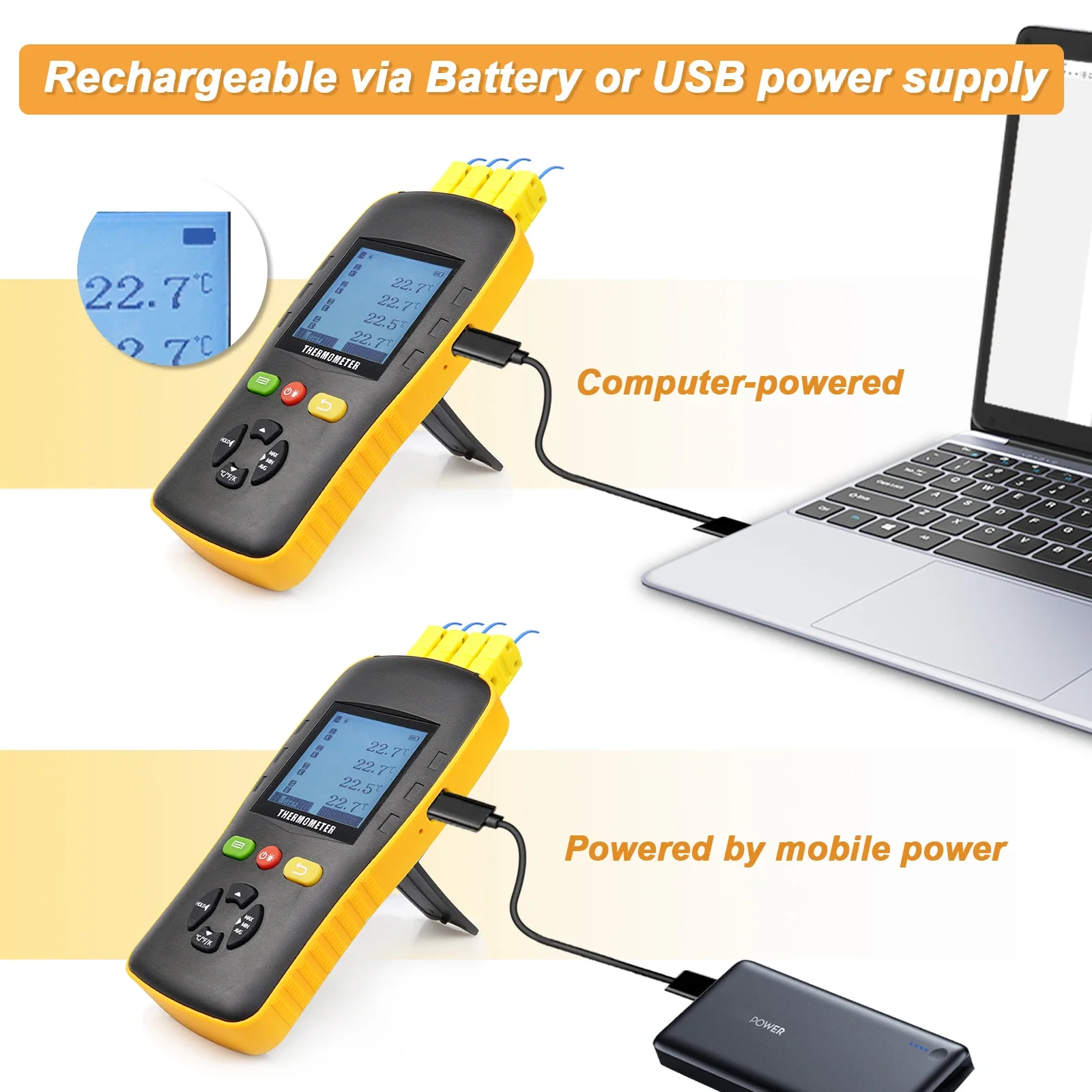 Termômetro térmico de casal de sonda múltipla Sensor de temperatura digital de 4 canais