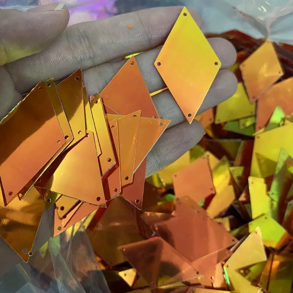 

50g DIY Handmade loosen sequins 25x42mm Gold Rhombus Sequins Shiny Paillettes for cloth bag hat dress Garment Accessories