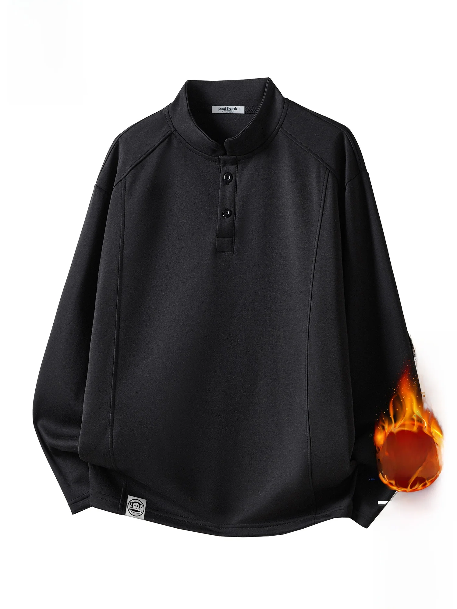 

PaulFrank Men's Fce Lined Hoodie Thiened Casual Stand Collar Winter Warm Comfortable Loose Fit Long Sve T-irt