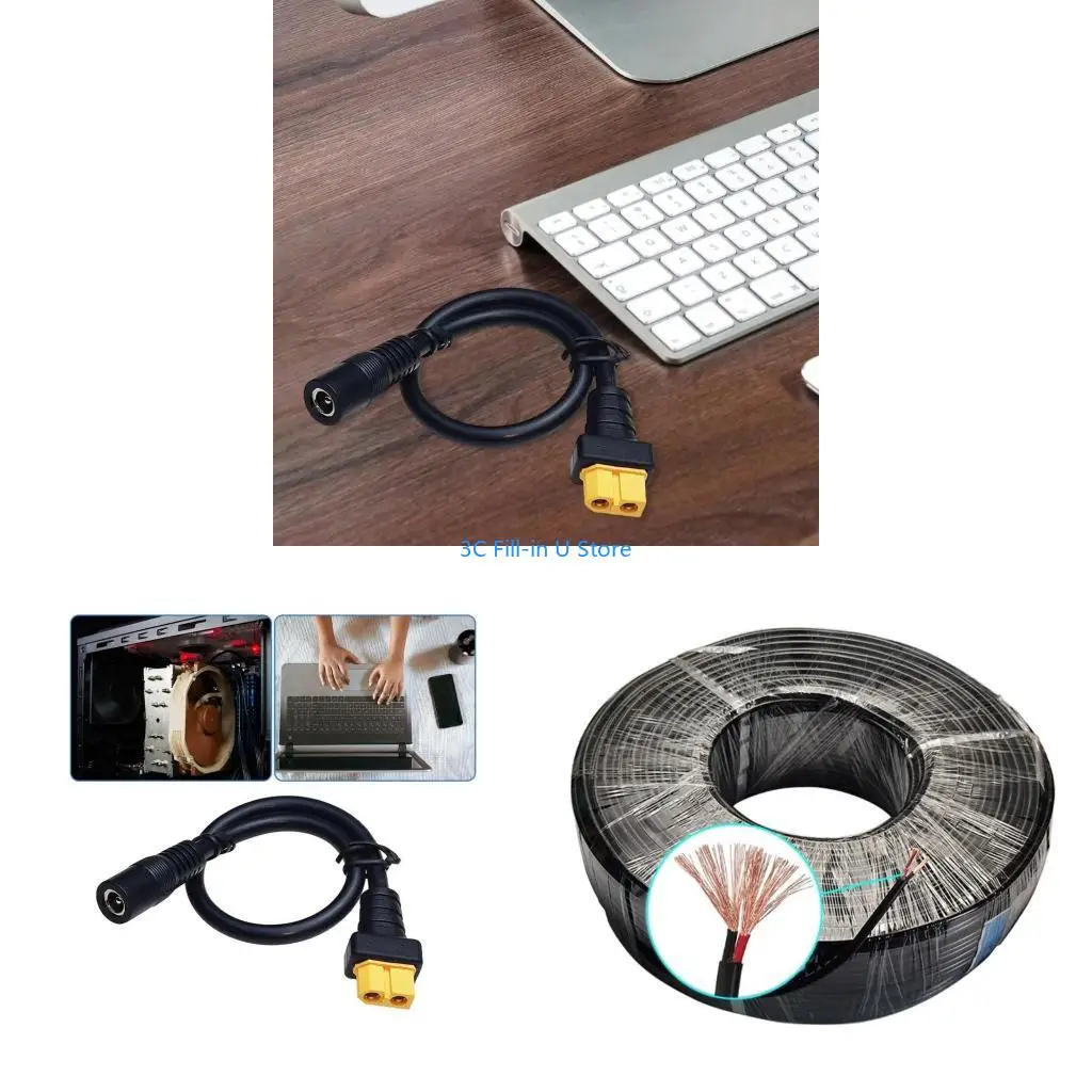 G8TA DC5525 Female to XT60 Female Adapter Cable 12AWG for Solar Panel Charging and Outdoor Power Solution 30cm