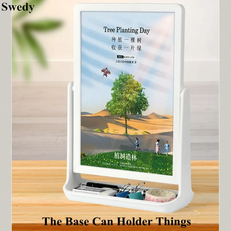 3 Pieces A4 210x297mm Acrylic Sign Holder Display Stand With Storage Base Photo Poster Frame Table Menu Paper Holder Stand