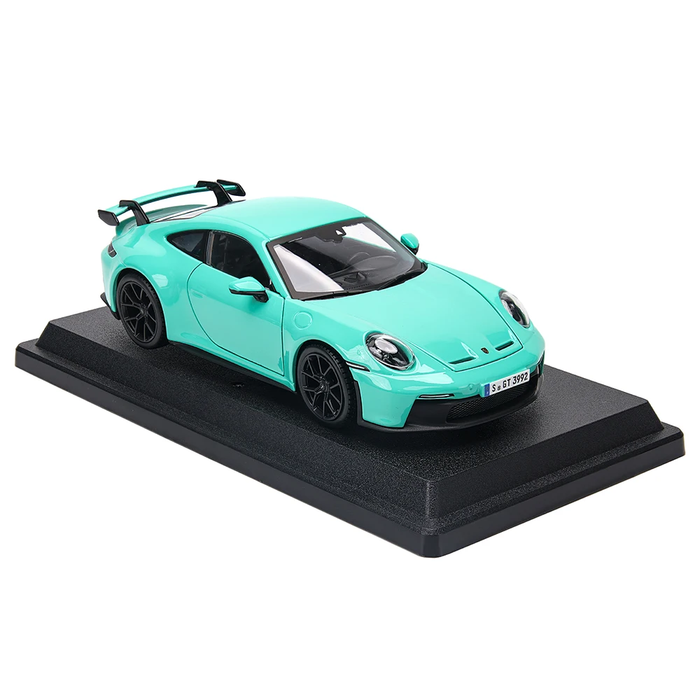 Bburago 1:24 Porsche 911 GT3 Fluorescent Green gray Alloy Luxury Vehicle Diecast Cars Model Toy Collection Gift Birthday Present