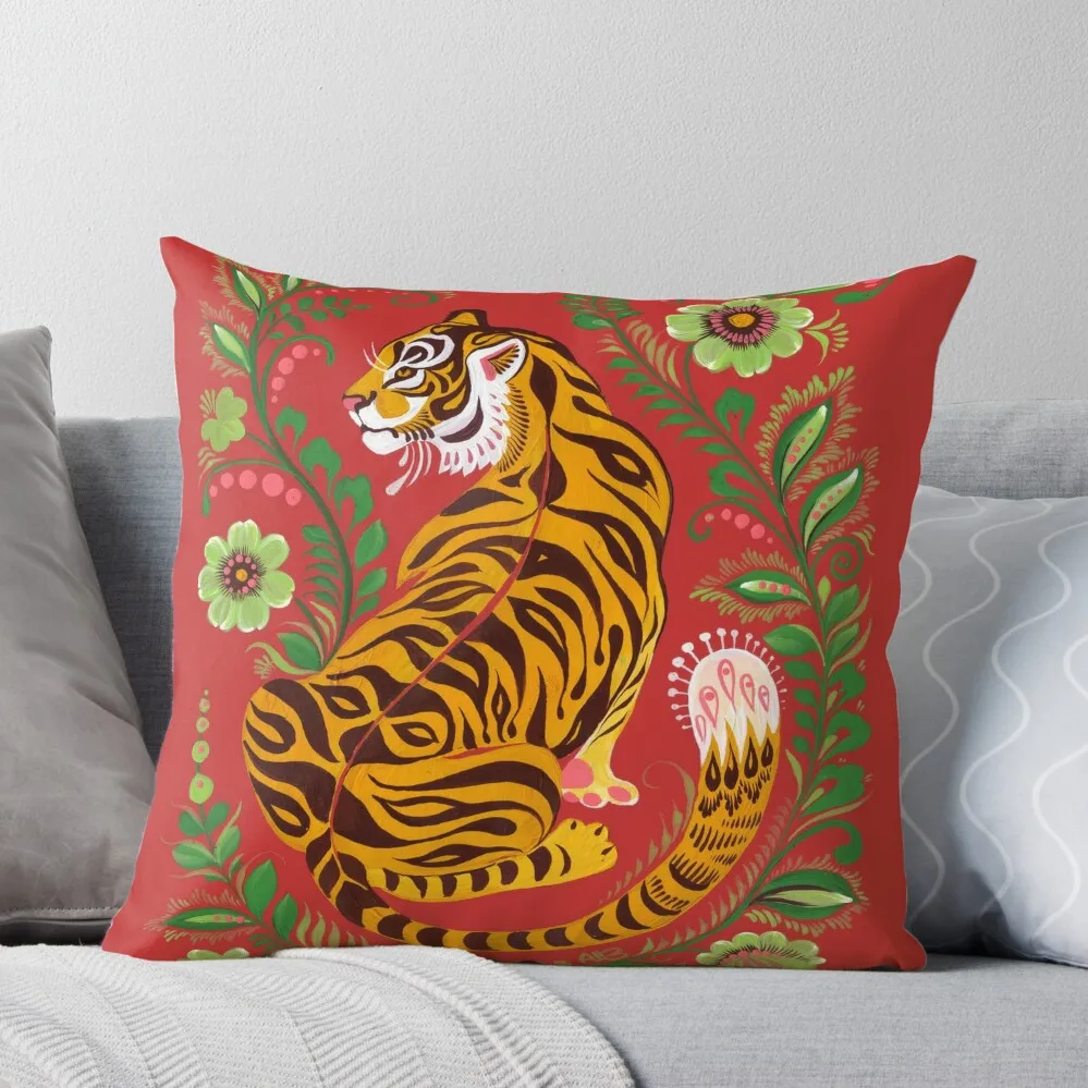 

Tiger Folk Art Throw Pillow pillows decor home Cushion Cover For Sofa covers for pillows Couch Pillows