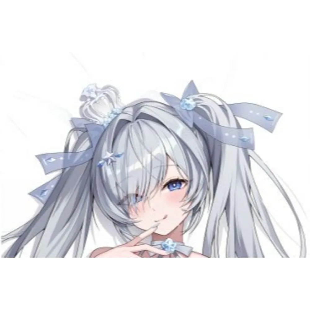 Light Blue Gem Ribbon Hair Ornament Crown Decor Full‑Size Hug Pillow Protector
