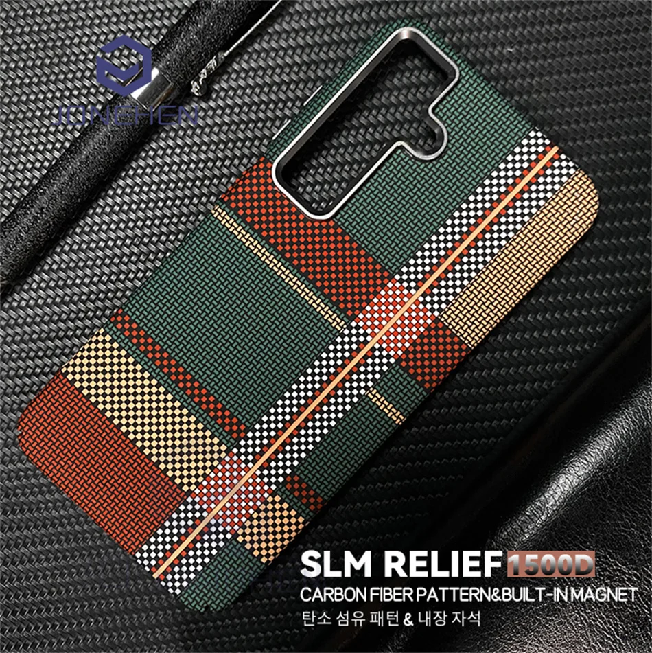 Mganetic Personalized Carbon Fiber Pattern Case For Samsung Galaxy S24 Ultra S23 Plus Metal Lens Matte Hard PC Cover For Magsafe