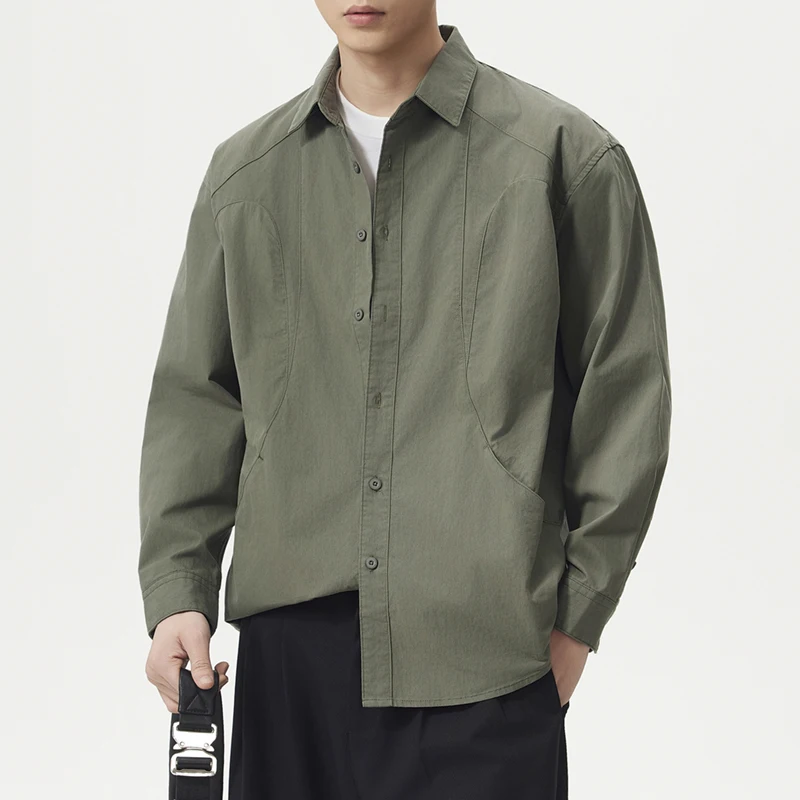 

Мужская свободная повседневная рубашка с длинным рукавом в стиле карго для активного отдыха, уличная мода, городской стиль, большие размеры, мужская одежда, блузы