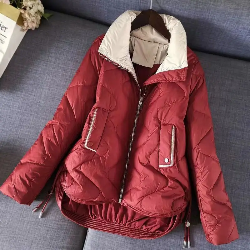 Autumn Winter Quilted Jacket Women Clothing Warm Puffer Jacket Long Sleeve Parka Cotton-padded Coat Design Windproof Outerwear