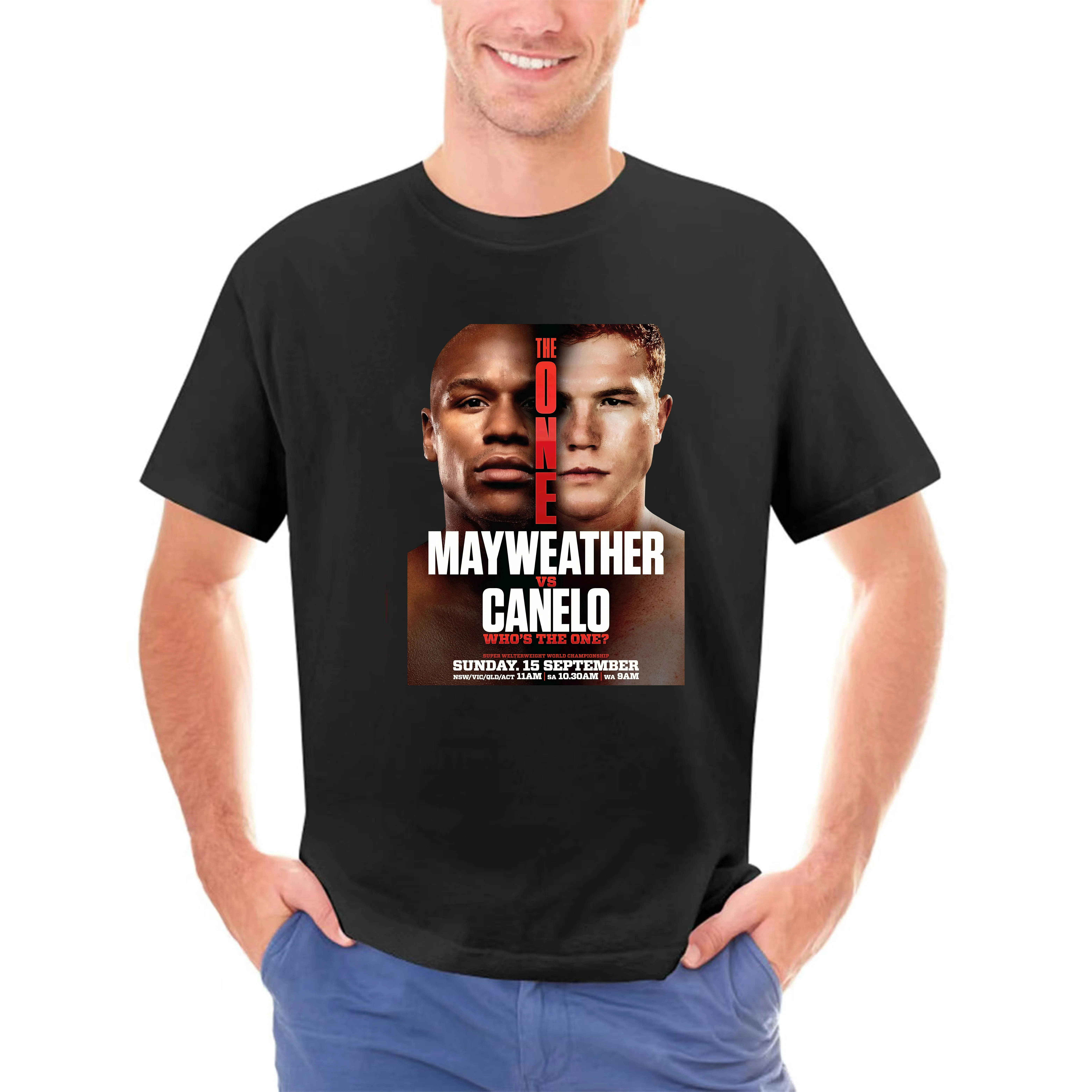 MAYWEATHER VS CANELO THE ONE BOXING CHAMPIONSHIP SEP 1415 BLACK T-SHIRT 2-SIDES(2)