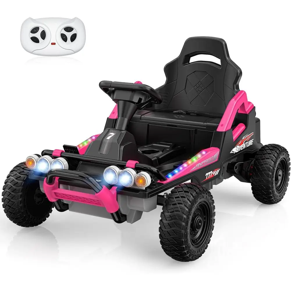 Zabawki elektryczne 24V dla starszych dzieci, opony EVA, metalowa rama, prędkość do 8 km/h, płynna regulacja prędkości, pedał sprzęgła, tęczowe światła, Bluetooth