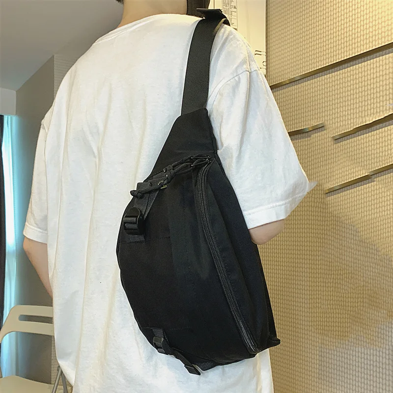 Sac de poitrine de grande capacité pour hommes, sac à bandoulière, loisirs, simple, sport de plein air, taille, mode, initié, tendance, noir, nouveau