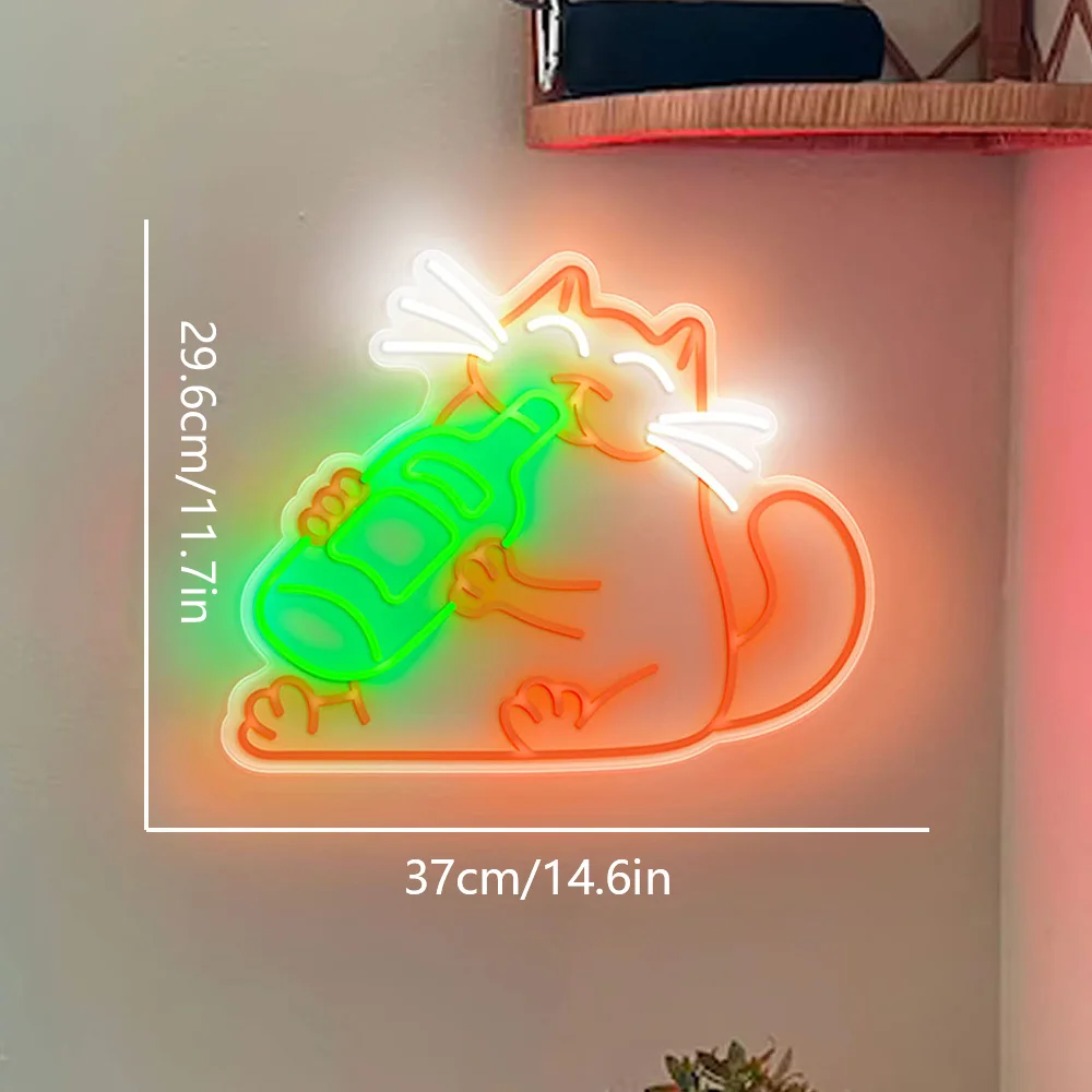 Cat Neon Sign LED Neon Light for Wall Decor Cute Cat Neon Sign Decor for Bedroom Home Bar Cat Theme Party