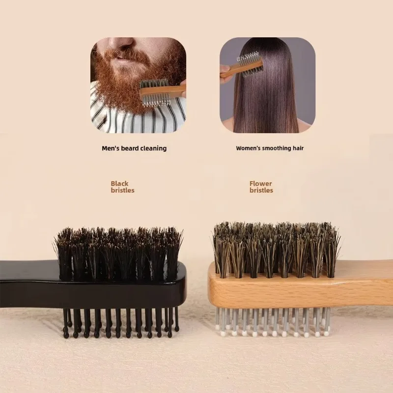 Mini Beard Brush Double-sided wood Hair Comb Beard Styling Brush Professional Shave Beard Brush Barber Broken Hair Remove Comb