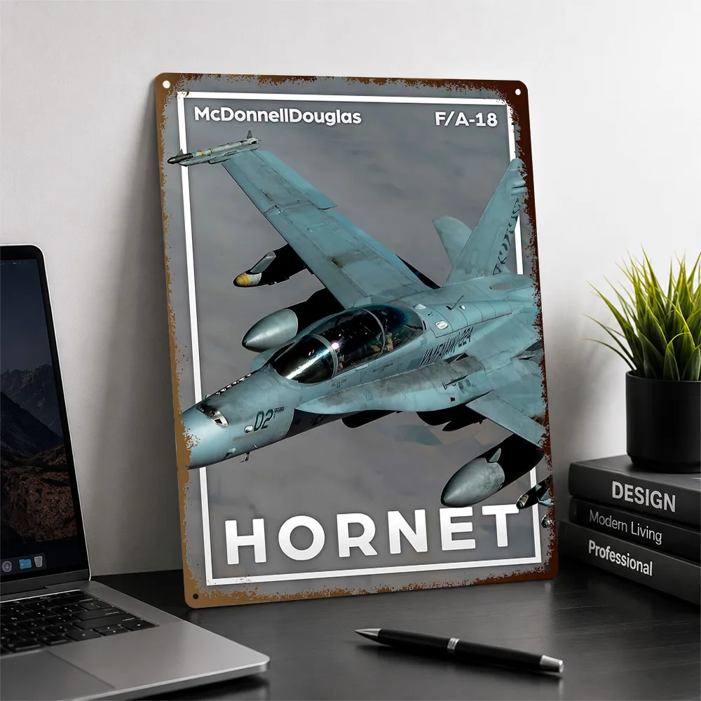 FA-18 Hornet Navy Printed Poster Customized Aluminum Metal Sign Vivid Airborne Technology Wall Art Made For Flight Enthusiasts