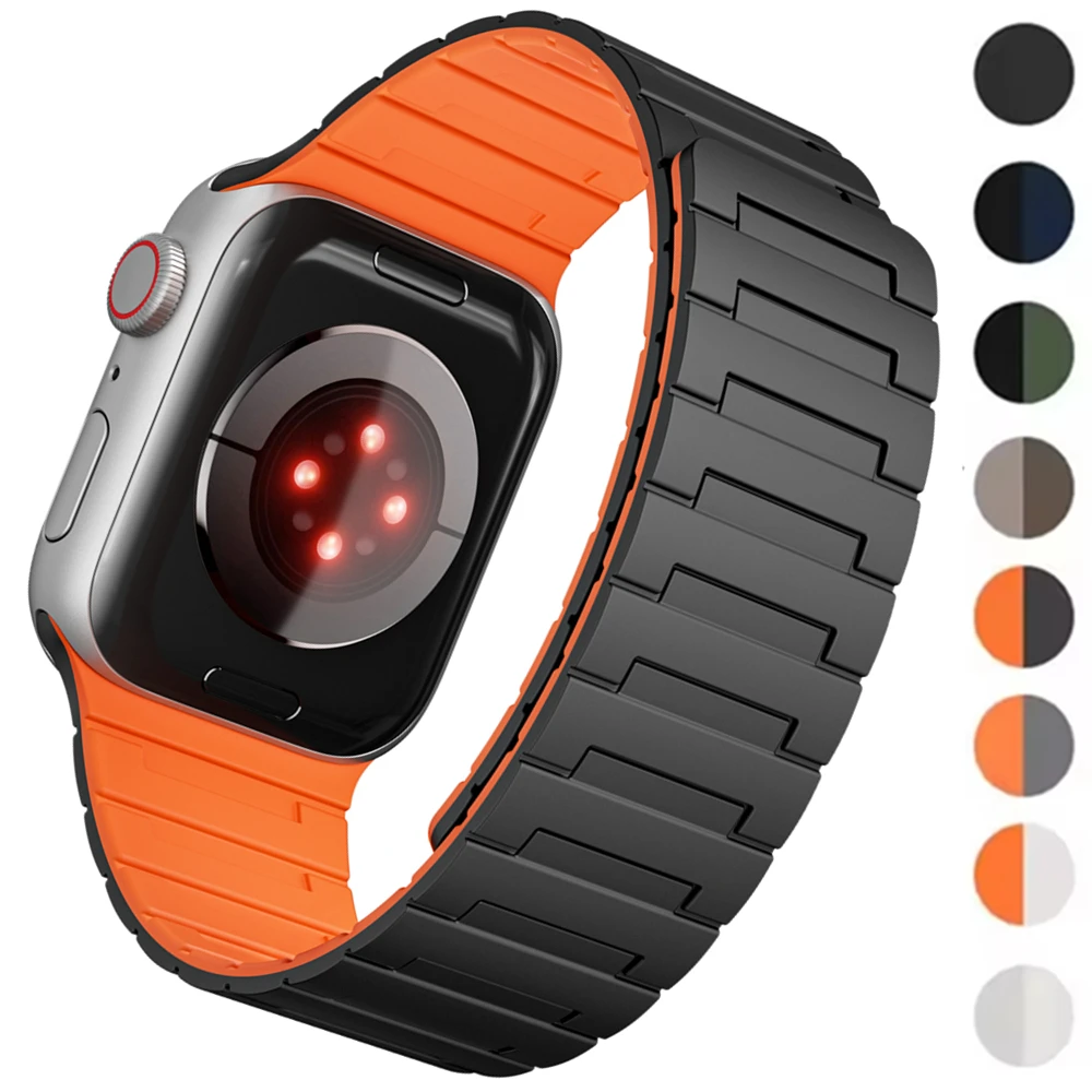 

Силиконовый ремешок-петля для Apple Watch Band 46 мм, 40 мм, 44 мм, 45 мм, 42 мм, 41 мм, магнитный ремень-браслет для IWatch Ultra 49 мм 8/9/7/6/SE/5