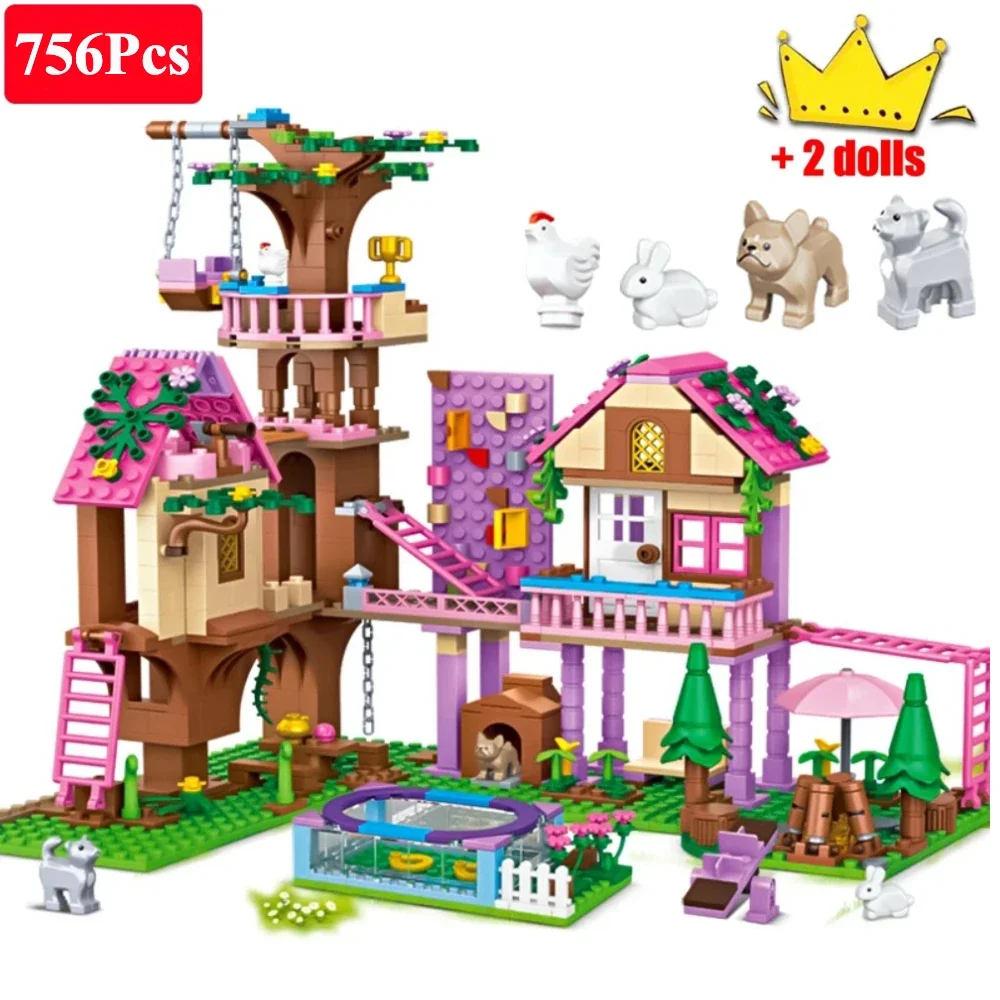 

Girls Friendship Tree House Building Blocks Summer Party Adventure Playground Bricks Education Sets Toys For Girls Birthday Gift
