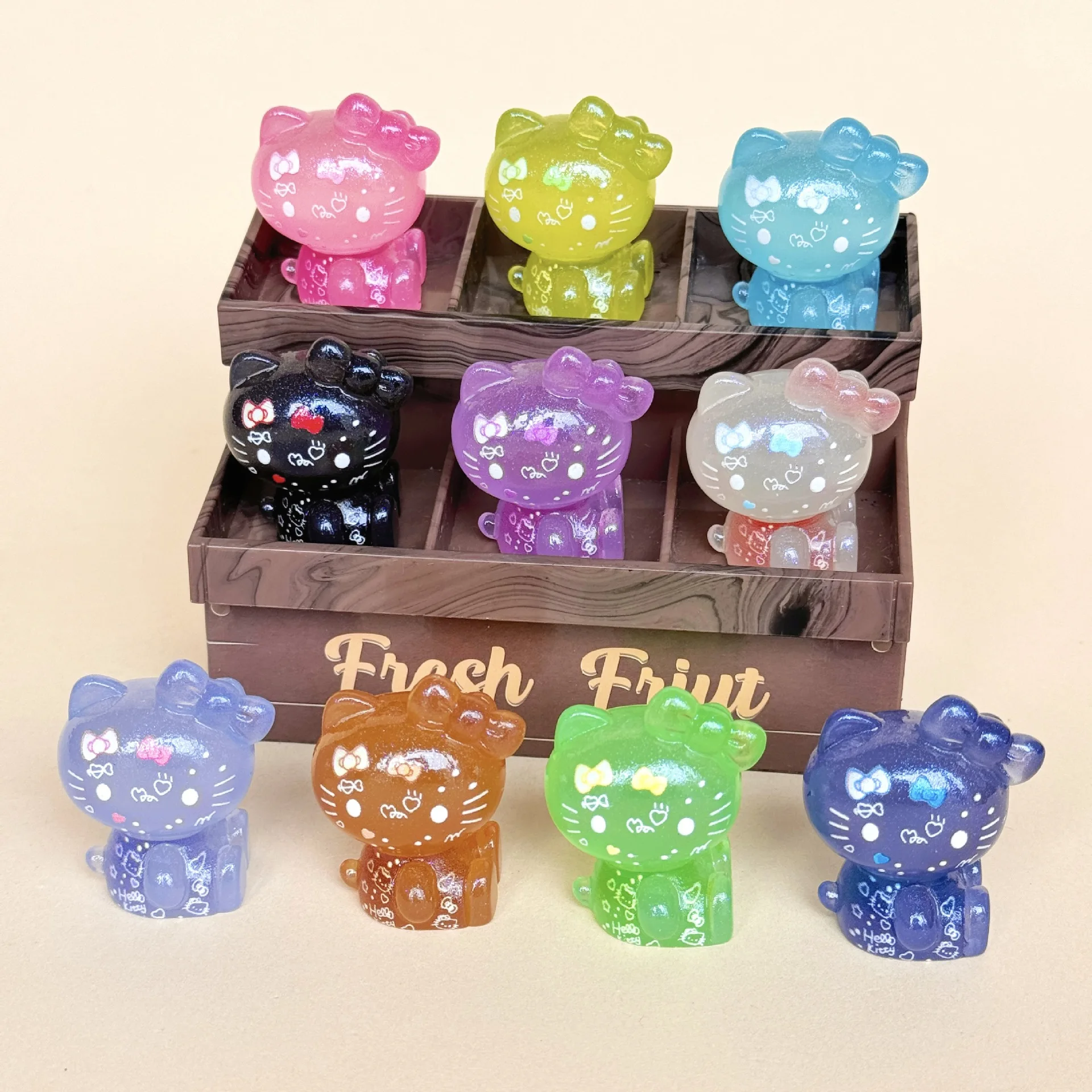 10 قطعة توهج الليل الكتابة على الجدران ل مرحبا كيتي دمية الإبداعية DIY بها بنفسك دمية الحلي الحرف الراقية مكتب زينة لهدايا عيد الميلاد