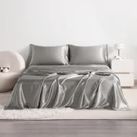 4pcs Cooling Satin Bed Sheet Set, Shrink-Resistant, Fade-Resistant, Hypoallergenic, Breathable, Flat Sheet & Fitted Sheet & Pill 4