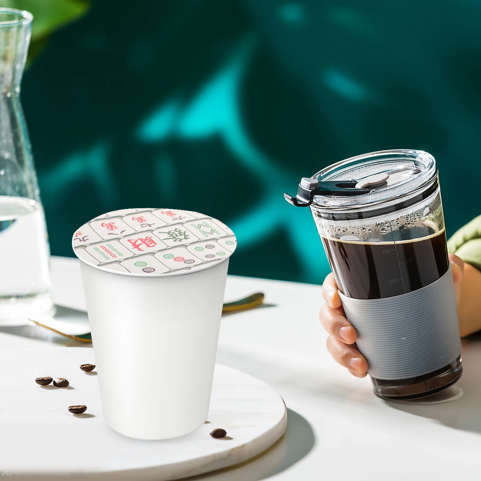 

100pcs Leakproof Pads Coffee Sealing Film Disposable Cup Pads Heat Resistant Sealing Paper Films for Bottles Milk Tea Cups Leak