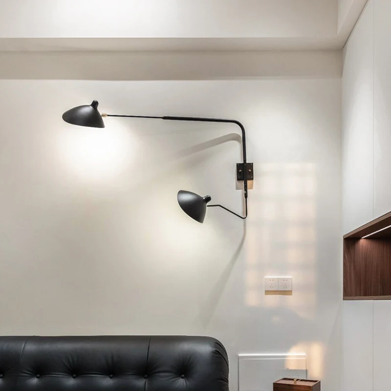 

Industrial Dawn Spider Serge Mouille Wall Lamp with Swtich LED Designer Adjustable Swing Arm Wall Mounted Art Decor Home Loft