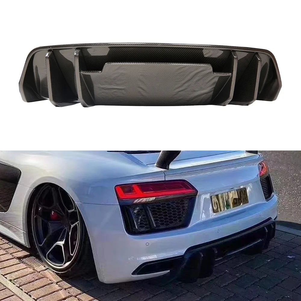 R8 Dry Carbon Fiber Material Rear Lip Bumper Shovel Diffuser Car Modification Body Kit For Audi R8 V10 Coupe Tuning 2017-2019