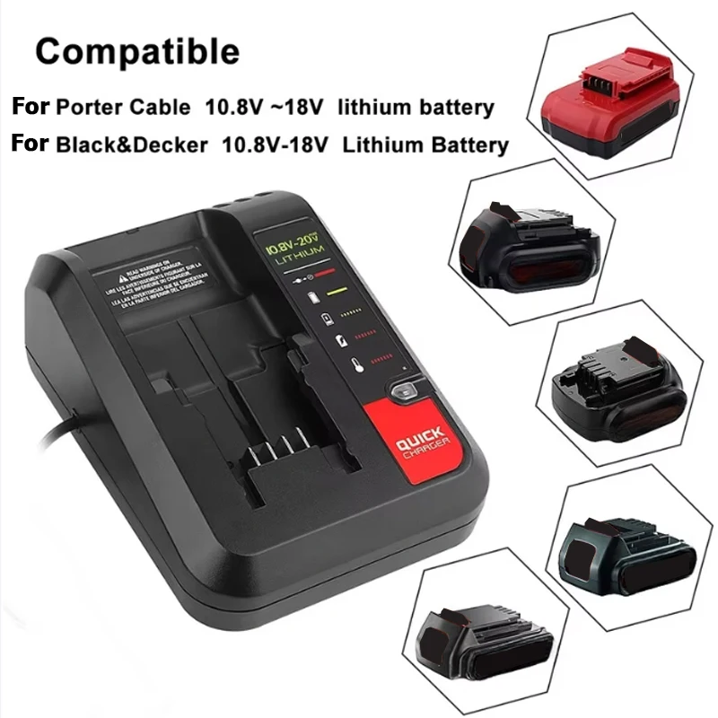 For Black Decker 20v charger Li-ion Battery Charger For Porter Cable/Stanley 10.8V 14.4V 18V PCC690L L2AFC FMC690L FMC688L 686L