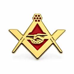 15mm Hand Shake Soft Enamel Masonic Lapel Pin Gold Metal Masonic Brooch Badge Elegant Fashion Suit Jacket Accessories Gifts