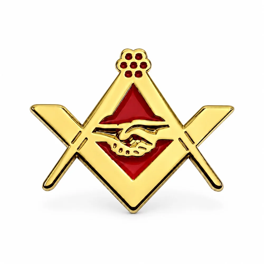 15mm Hand Shake Soft Enamel Masonic Lapel Pin Gold Metal Masonic Brooch Badge Elegant Fashion Suit Jacket Accessories Gifts