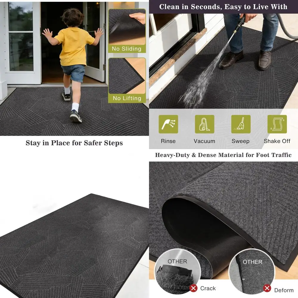 

Rugged 5x7' Door Mat - Indoor/Outdoor, Non-Slip, Water-Resistant for High Traffic Areas, Suitable for Commercial Entrances, Gara