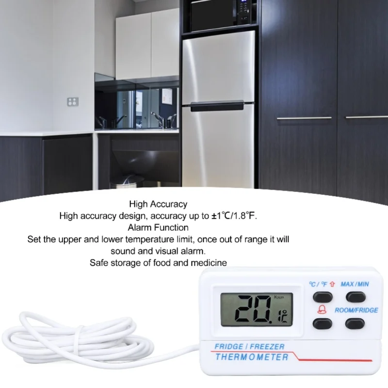Freezer Temperature Meter Digital Refrigerator Thermometer -50℃ To 70℃ High Accuracy With Alarm Function -58℉ To 158℉
