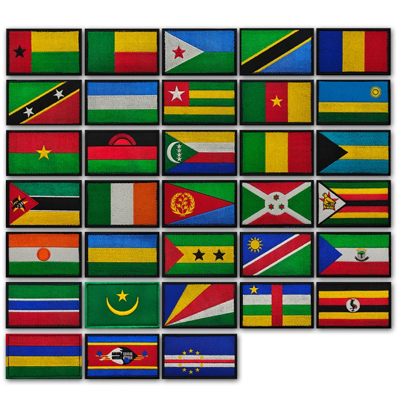 العلم الأفريقي التكتيكية المعنويات شارة زي حقيبة الظهر قبعة الملحقات التصحيح تشاد ، أوغندا ، جنوب أفريقيا ، رواندا ، كوت دي العاج #1