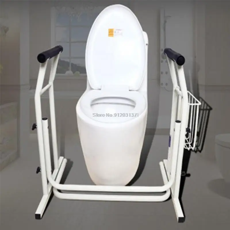 

Solid Portable Toilet Safety Rails Bar Bathroom Toilet Safety Assist Frame Safety Aid Hand Rail For Elderly Disability