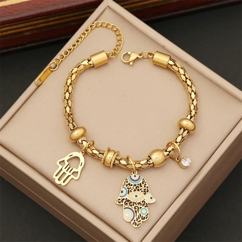 316L Stainless Steel New The Most Fashionable Fine Jewelry 7 Different Styles Multiple Elements Charm Chain Bracelets For Women