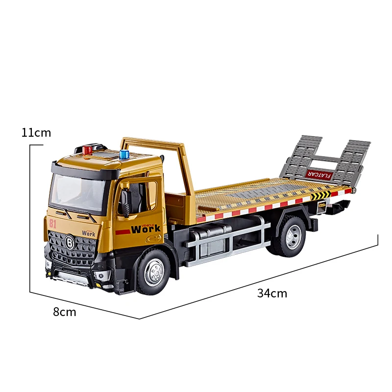 Engineering Vehicle Car Alloy Front Diecast For Boy Simulation Trailer Toy With Light Vocalize Rescue Truck Children\'s Toy