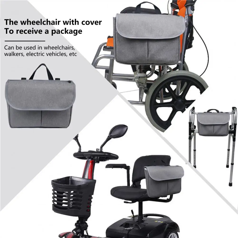 Useful Wheelchair Organizer 2 Colors Wheelchair Bag Easy Installation Multipurpose Strong Bearing Wheelchair Storage Bag