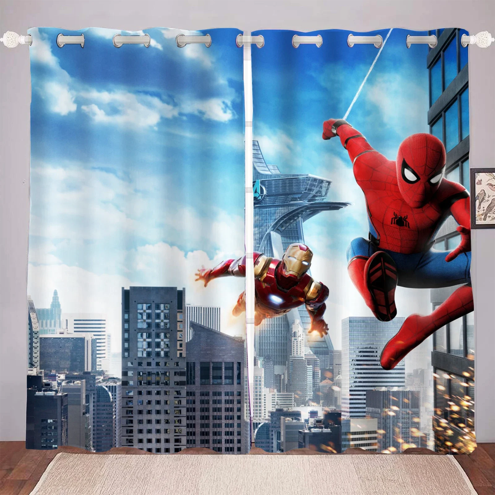 Custom Spider Man Cartoon Curtain, Marvel 3D Print, Bedroom, Living Room, Window Blackout, Partition Style, Home , Boy s