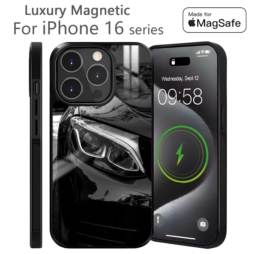 M-Mercedes-B-Benz-AMG Phone Case For iPhone 16 15 14 13 Pro Max Plus Mini Magnetic Magsafe Wireless Charging Cover 