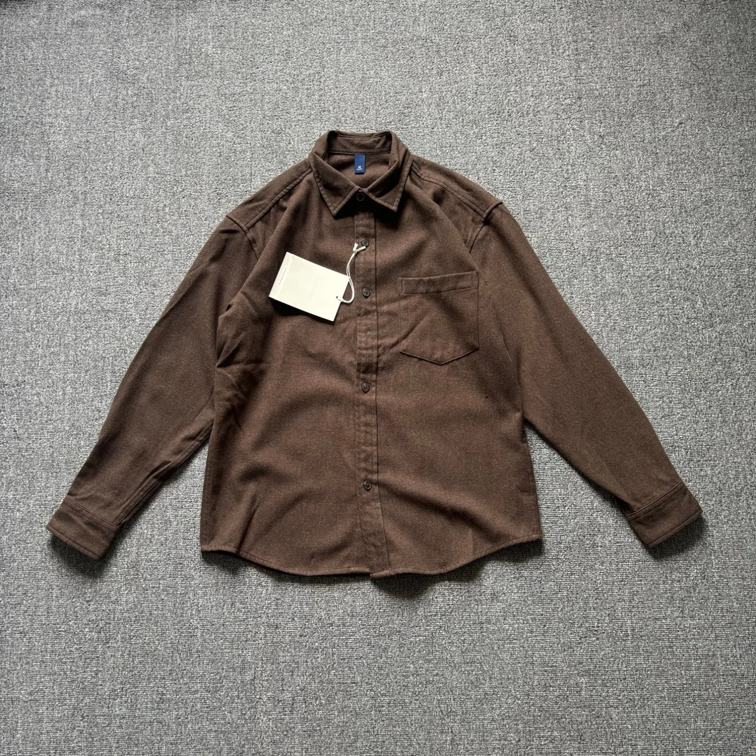 Retro double-sided brushed yarn-dyed long-sleeved shirt men's loose lapel single pocket casual workwear jacket top